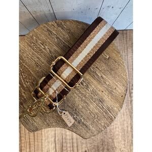 Crossbody Purse Striped Brown Gold White Bag Strap Guitar Strap NEW